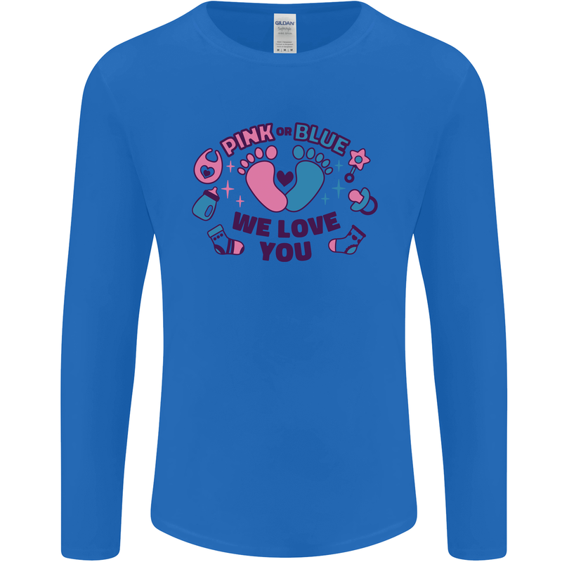 Pink or Blue New Baby Pregnancy Pregnant Mens Long Sleeve T-Shirt Royal Blue