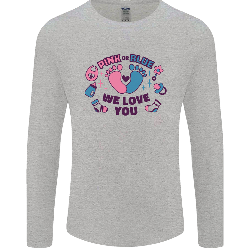 Pink or Blue New Baby Pregnancy Pregnant Mens Long Sleeve T-Shirt Sports Grey