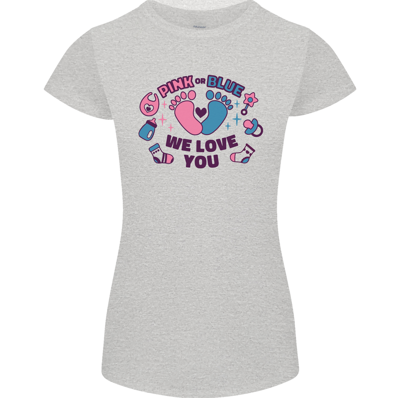 Pink or Blue New Baby Pregnancy Pregnant Womens Petite Cut T-Shirt Sports Grey