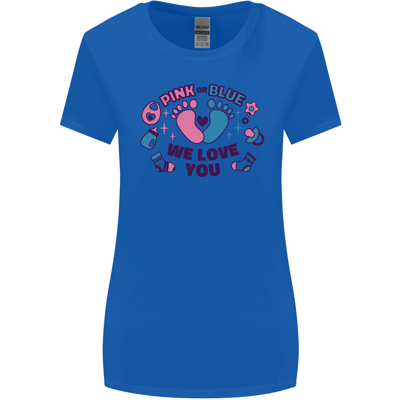 Pink or Blue New Baby Pregnancy Pregnant Womens Wider Cut T-Shirt Royal Blue