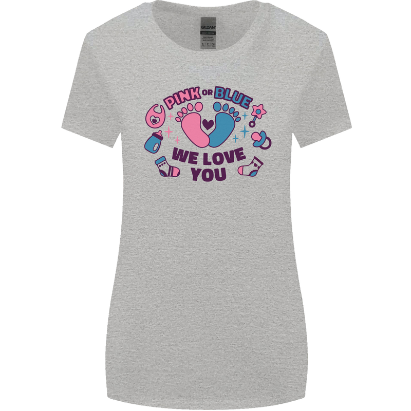 Pink or Blue New Baby Pregnancy Pregnant Womens Wider Cut T-Shirt Sports Grey