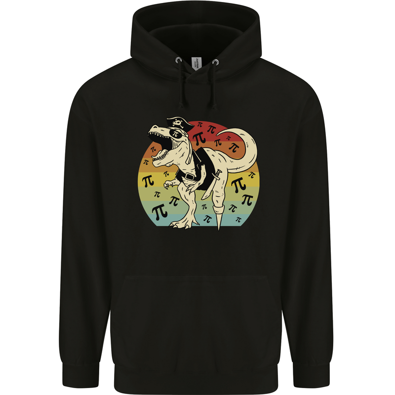 Pirate Pi T-Rex Funny Dinosaur Maths Mens 80% Cotton Hoodie Black