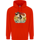 Pirate Pi T-Rex Funny Dinosaur Maths Mens 80% Cotton Hoodie Bright Red