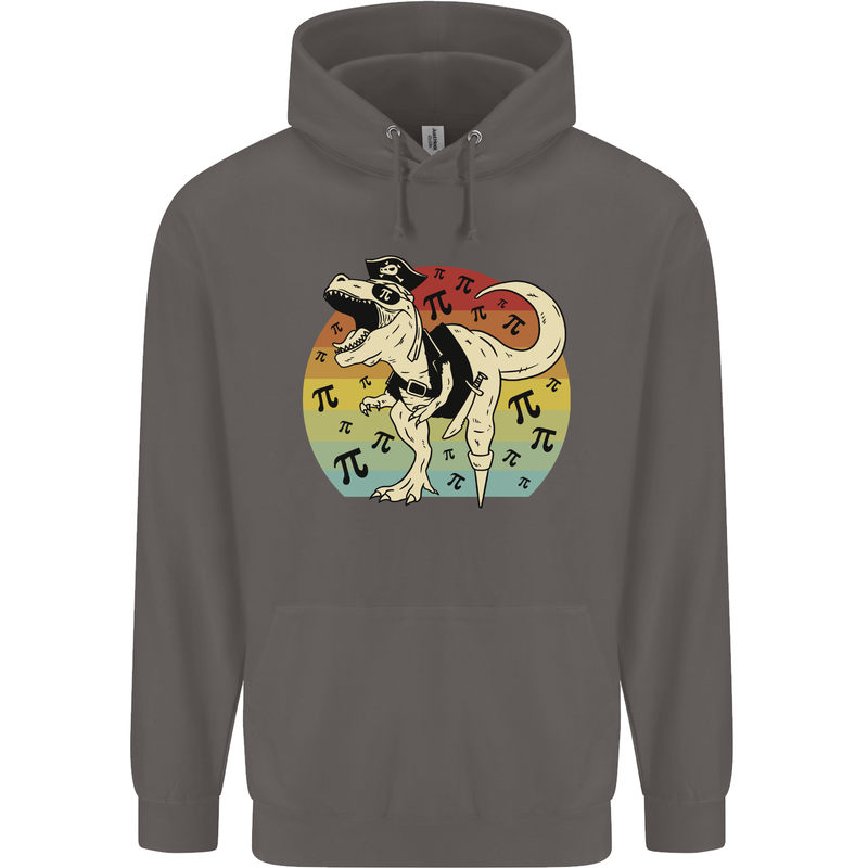 Pirate Pi T-Rex Funny Dinosaur Maths Mens 80% Cotton Hoodie Charcoal