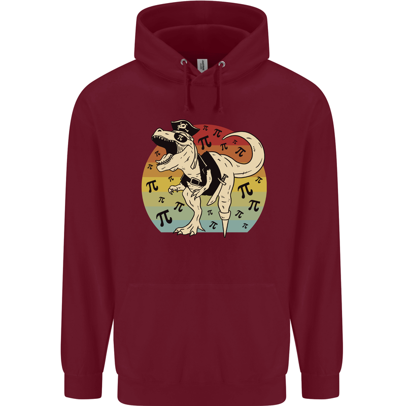 Pirate Pi T-Rex Funny Dinosaur Maths Mens 80% Cotton Hoodie Maroon