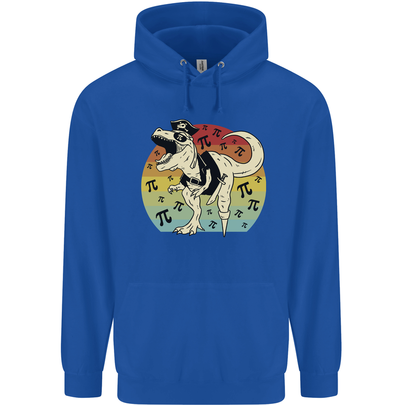 Pirate Pi T-Rex Funny Dinosaur Maths Mens 80% Cotton Hoodie Royal Blue
