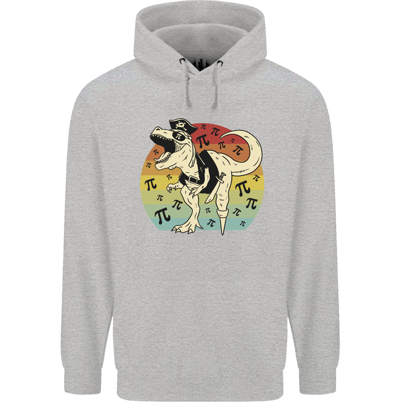 Pirate Pi T-Rex Funny Dinosaur Maths Mens 80% Cotton Hoodie Sports Grey