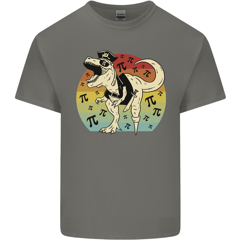 Pirate Pi T-Rex Funny Dinosaur Maths Mens Cotton T-Shirt Tee Top Charcoal
