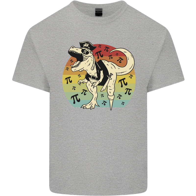 Pirate Pi T-Rex Funny Dinosaur Maths Mens Cotton T-Shirt Tee Top Sports Grey