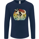 Pirate Pi T-Rex Funny Dinosaur Maths Mens Long Sleeve T-Shirt Navy Blue