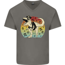 Pirate Pi T-Rex Funny Dinosaur Maths Mens V-Neck Cotton T-Shirt Charcoal