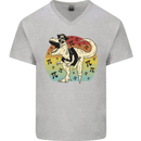 Pirate Pi T-Rex Funny Dinosaur Maths Mens V-Neck Cotton T-Shirt Sports Grey