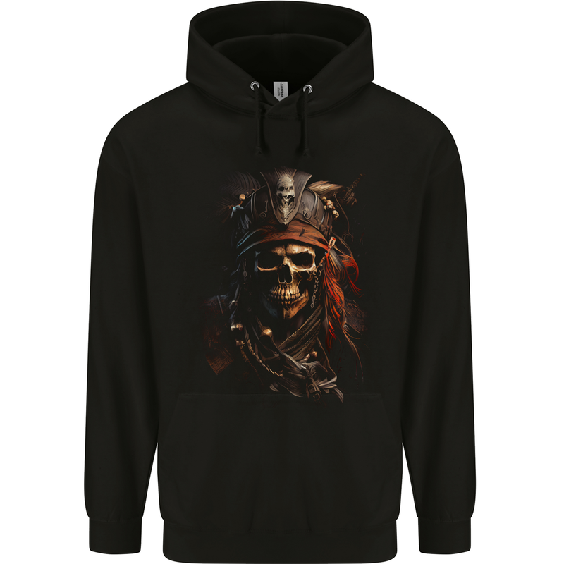 Pirate Skull 2 Mens 80% Cotton Hoodie Black