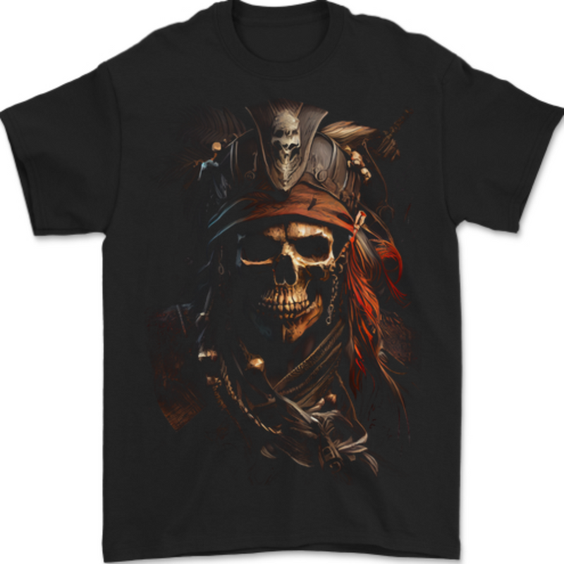 Pirate Skull 2 Mens T-Shirt 100% Cotton BLACK