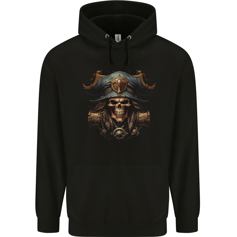 Pirate Skull 3 Mens 80% Cotton Hoodie Black