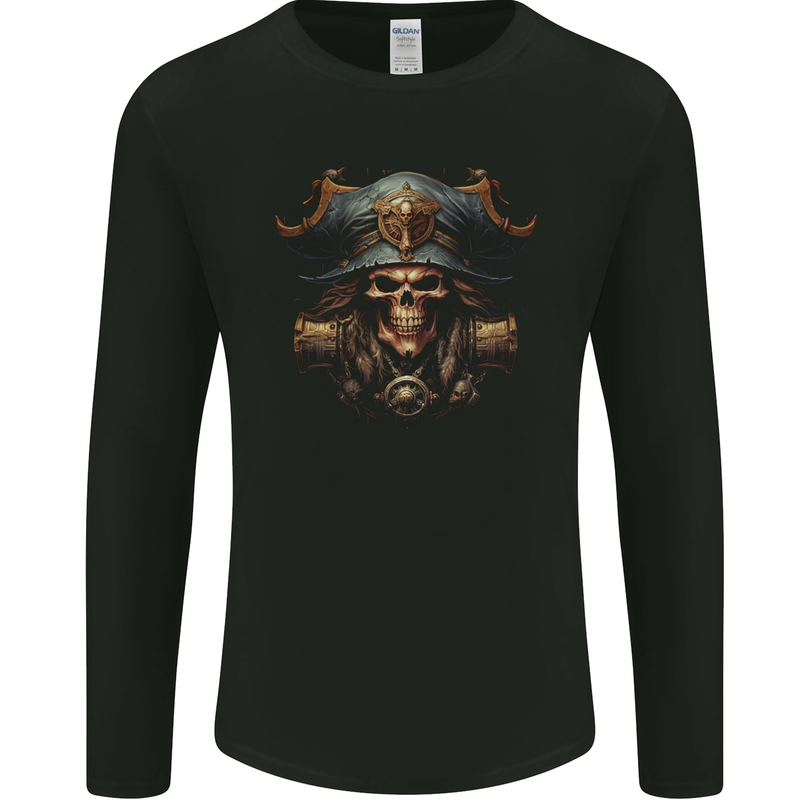 Pirate Skull 3 Mens Long Sleeve T-Shirt Black
