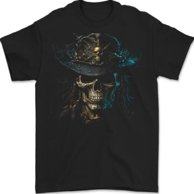 Pirate Skull 4 Mens T-Shirt 100% Cotton BLACK