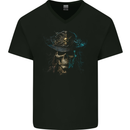 Pirate Skull 4 Mens V-Neck Cotton T-Shirt Black