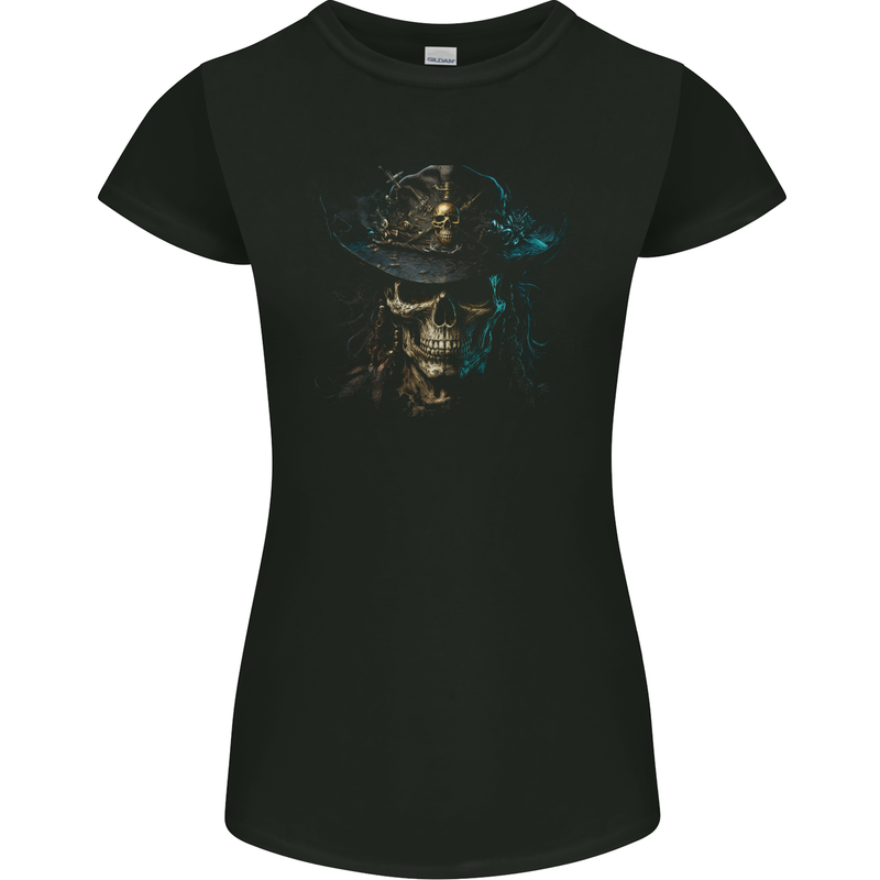 Pirate Skull 4 Womens Petite Cut T-Shirt Black