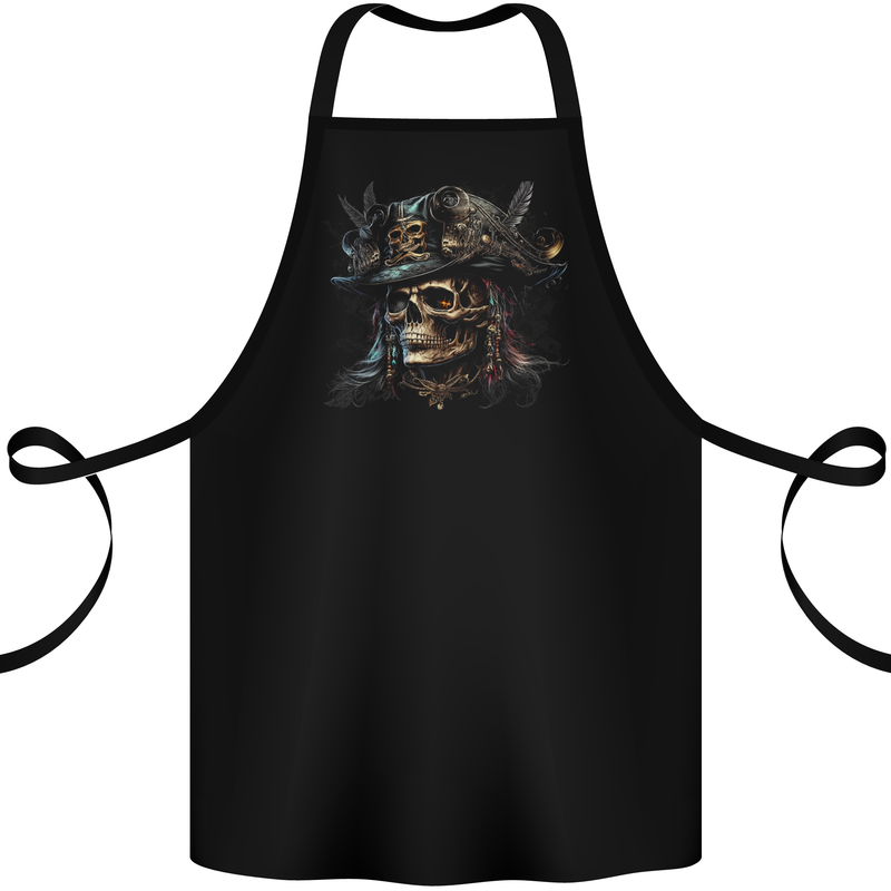 Pirate Skull 5 Cotton Apron 100% Organic Black