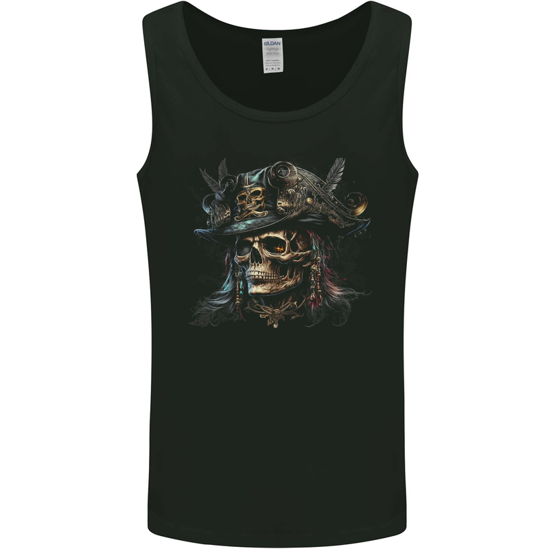 Pirate Skull 5 Mens Vest Tank Top Black