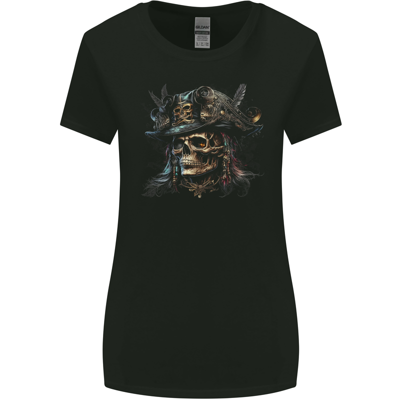 Pirate Skull 5 Womens Wider Cut T-Shirt Black