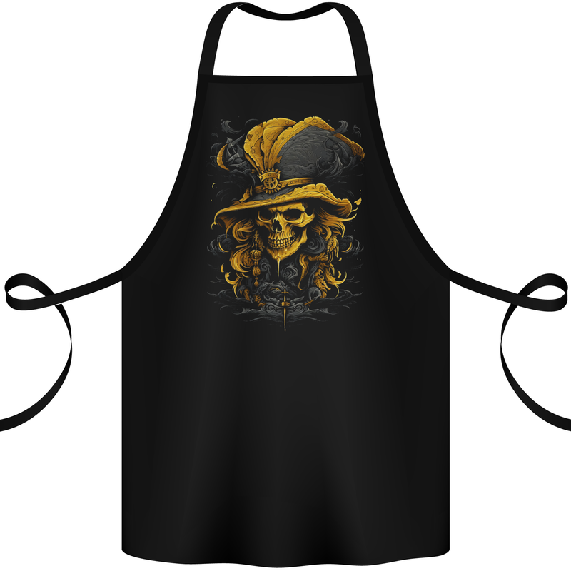 Pirate Skull 6 Cotton Apron 100% Organic Black