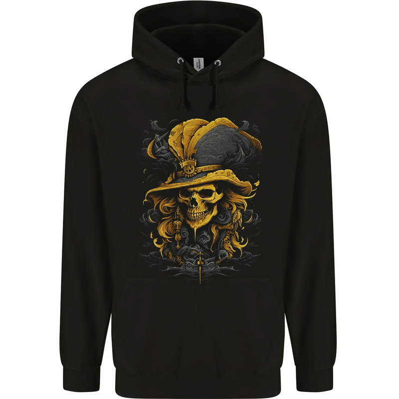 Pirate Skull 6 Mens 80% Cotton Hoodie Black