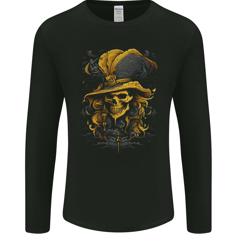 Pirate Skull 6 Mens Long Sleeve T-Shirt Black