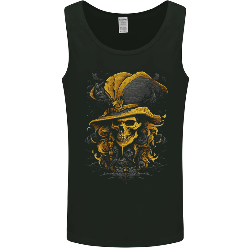 Pirate Skull 6 Mens Vest Tank Top Black