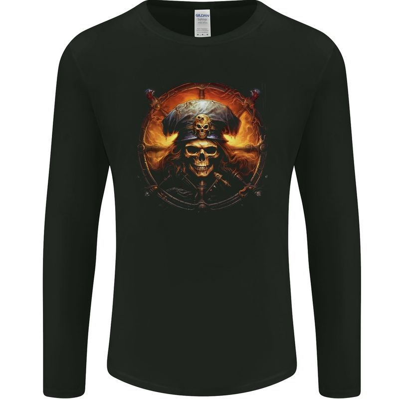 Pirate Skull 7 Mens Long Sleeve T-Shirt Black