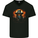 Pirate Skull 8 Mens V-Neck Cotton T-Shirt Black