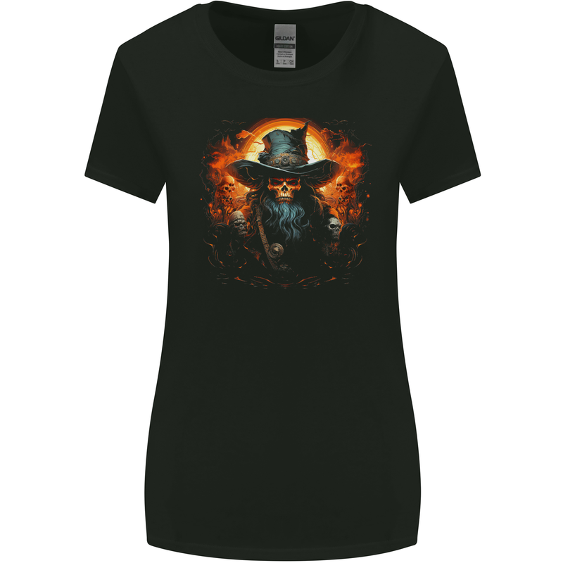 Pirate Skull 8 Womens Wider Cut T-Shirt Black