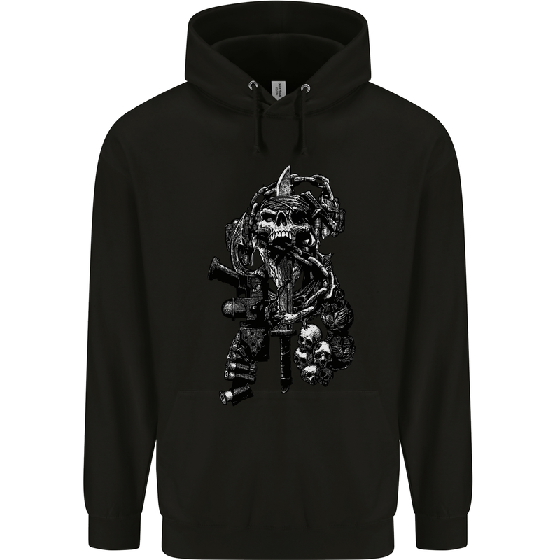 Pirate Skull Demonic Satanic Childrens Kids Hoodie Black