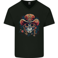Pirate Sugar Skull Day of the Dead DOTD Mens V-Neck Cotton T-Shirt Black