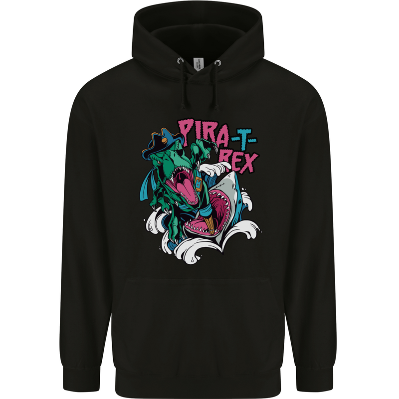 Pirate T-Rex Funny Dinosaur Mens 80% Cotton Hoodie Black