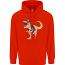 Pirate T-Rex Funny Dinosaur Mens 80% Cotton Hoodie Bright Red