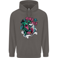Pirate T-Rex Funny Dinosaur Mens 80% Cotton Hoodie Charcoal