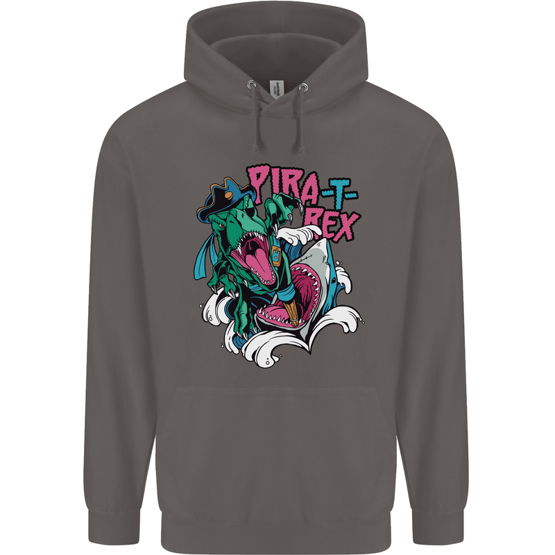 Pirate T-Rex Funny Dinosaur Mens 80% Cotton Hoodie Charcoal