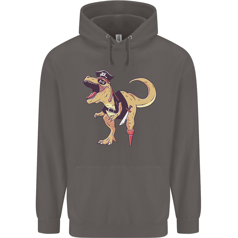 Pirate T-Rex Funny Dinosaur Mens 80% Cotton Hoodie Charcoal