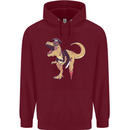 Pirate T-Rex Funny Dinosaur Mens 80% Cotton Hoodie Maroon