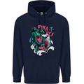 Pirate T-Rex Funny Dinosaur Mens 80% Cotton Hoodie Navy Blue