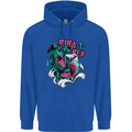 Pirate T-Rex Funny Dinosaur Mens 80% Cotton Hoodie Royal Blue