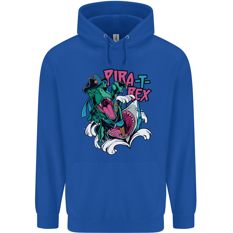 Pirate T-Rex Funny Dinosaur Mens 80% Cotton Hoodie Royal Blue