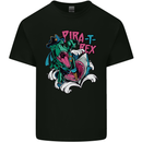 Pirate T-Rex Funny Dinosaur Mens Cotton T-Shirt Tee Top Black