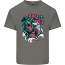 Pirate T-Rex Funny Dinosaur Mens Cotton T-Shirt Tee Top Charcoal