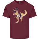 Pirate T-Rex Funny Dinosaur Mens Cotton T-Shirt Tee Top Maroon