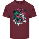 Pirate T-Rex Funny Dinosaur Mens Cotton T-Shirt Tee Top Maroon