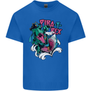 Pirate T-Rex Funny Dinosaur Mens Cotton T-Shirt Tee Top Royal Blue