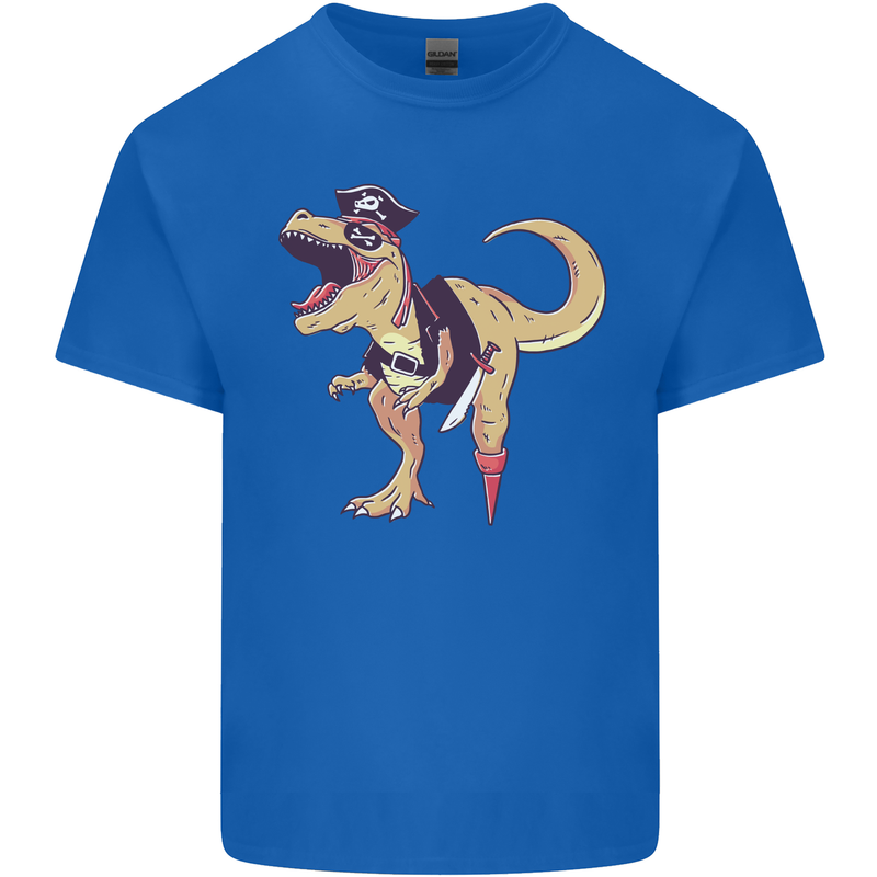 Pirate T-Rex Funny Dinosaur Mens Cotton T-Shirt Tee Top Royal Blue
